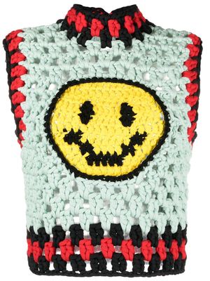 MERYLL ROGGE Smiley Face crochet vest - Green