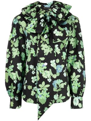 MERYLL ROGGE floral-print ruffle shirt - Black