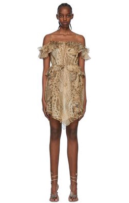Blumarine Brown Silk Mini Dress