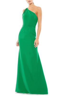 Ieena for Mac Duggal One-Shoulder Jersey Mermaid Gown in Emerald