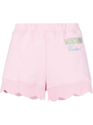 Moschino scalloped-hem logo shorts - Pink
