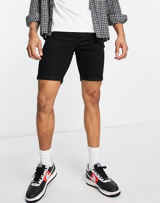 Only & Sons slim fit denim shorts in black