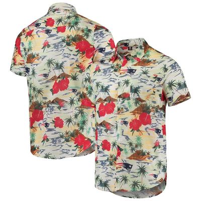 Men's FOCO Cream New England Patriots Paradise Floral Button-Up Shirt