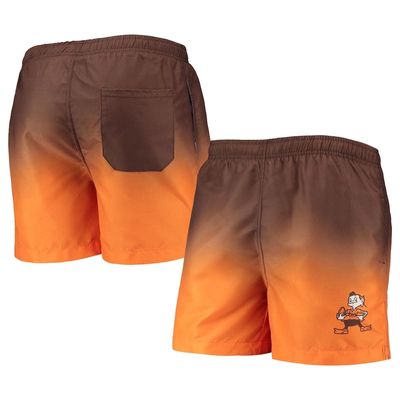 Men's FOCO Brown/Orange Cleveland Browns Retro Dip-Dye Swim Shorts