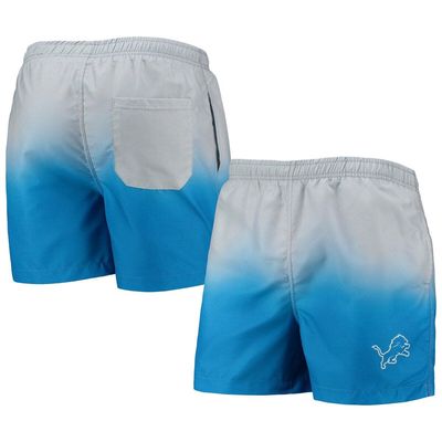 Men's FOCO Silver/Blue Detroit Lions Dip-Dye Swim Shorts