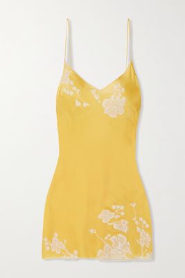 Carine Gilson - Lace-trimmed Silk-satin Chemise - Yellow