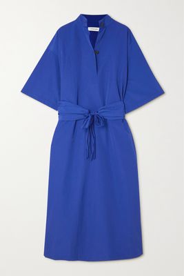 LE 17 SEPTEMBRE - Belted Shell Midi Shirt Dress - Blue
