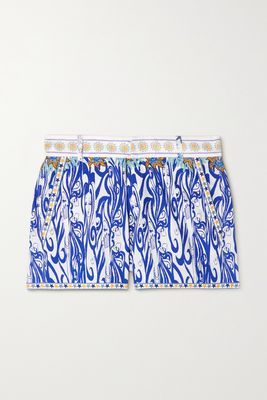 Emporio Sirenuse - Printed Cotton-poplin Shorts - Blue
