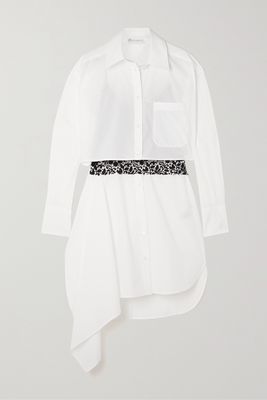 JW Anderson - Asymmetric Lace-trimmed Cotton-poplin Shirt Dress - White