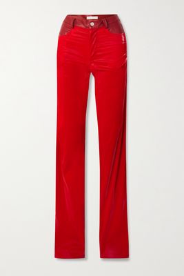 Maximilian - Spain Leather-trimmed Pvc Straight-leg Pants - Red