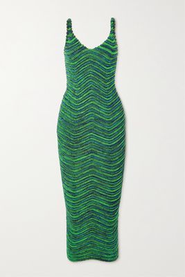 Isa Boulder - Body Curl Ribbed Stretch-knit Midi Dress - Green
