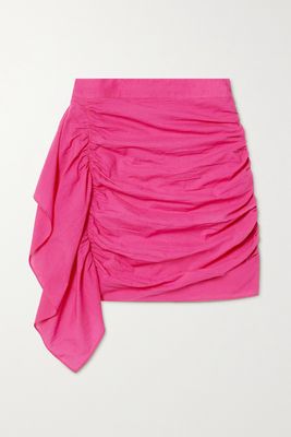Rhode - Hannah Draped Ruched Cotton-voile Mini Skirt - Pink