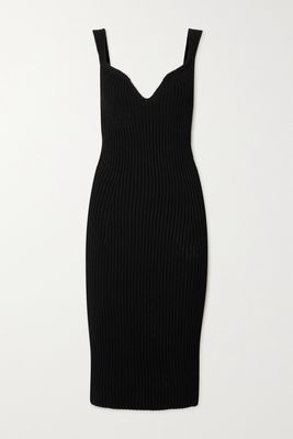 Khaite - Alessia Open-back Ribbed Cotton-blend Midi Dress - Black