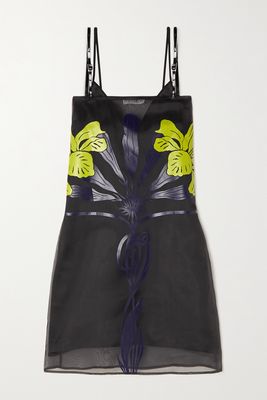 JW Anderson - Floral-print Silk-organza Mini Dress - Black