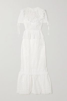 Erdem - Alda Ruffled Lace-trimmed Broderie Anglaise Cotton-blend Gown - White