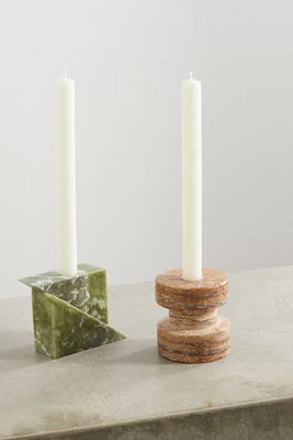 Soho Home - Ambra Set Of Two Marble Candle Holders - Green