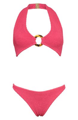 Hunza G Crinkle Two-Piece Swimsuit in Fuchsia