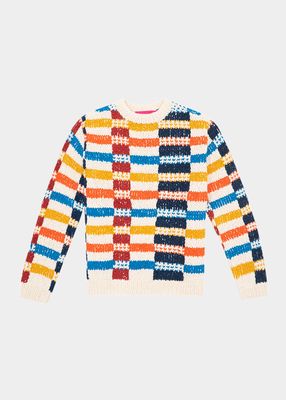 Men's Multicolor Stitched Rectangle Handspun Cotton Sweater