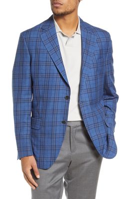 PETER MILLAR Tailored Fit Plaid Wool Sport Coat in Blue