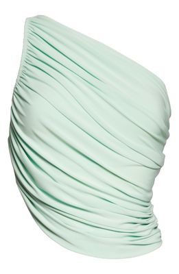 Norma Kamali Diana One-Shoulder Swim Top in Green