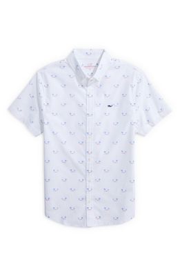 Vineyard Vines Kids' Whale Print Short-Sleeve Button-Up Shirt in Palm Hammock