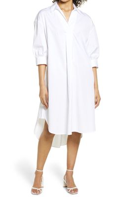 Nordstrom Oversize Three-Quarter Sleeve Shirtdress in White