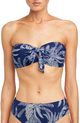 Robin Piccone Chandy Tie Front Strapless Bikini Top in Ink