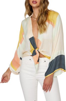 O'Neill Emerie Abstract Print Tie Front Blouse in Multi Colo