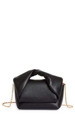 JW Anderson Nano Twister Leather Top Handle Bag in Black