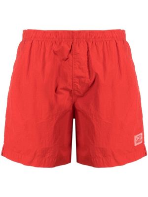 C.P. Company logo-patch swimming shorts - Red