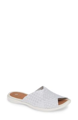 bernie mev. Bonbon Slide Sandal in White Shimmer Fabric