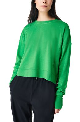 Sweaty Betty After Class Cotton Blend Crop Sweatshirt in Court Green