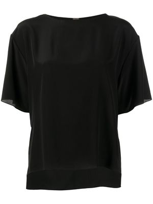 Adam Lippes round neck short-sleeved silk top - Black