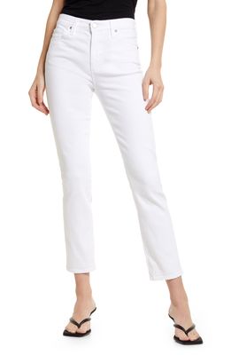 AG Mari High Rise Slim Straight Leg Crop Jeans in White