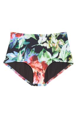 Norma Kamali Floral High Waist Swim Shorts in Rose Garden