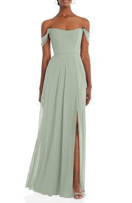 After Six Off the Shoulder Evening Gown in Willow