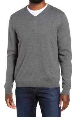 NORDSTROM Men's Shop Cotton & Cashmere V-Neck Sweater in Grey Castlerock