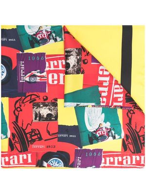 Ferrari silk printed bandana scarf - Yellow