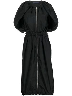 Juun.J drawstring-detailing zip-up shirred midi dress - Black