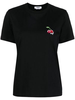 MSGM logo-embroidered cotton T-shirt - Black