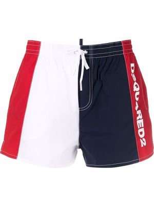 Dsquared2 striped logo-print swim shorts - Blue