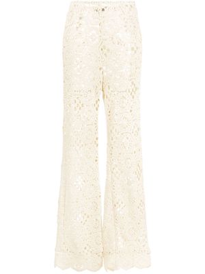 ROTATE crochet-knit wide-leg trousers - White