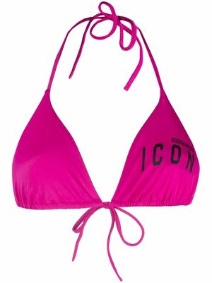 Dsquared2 Icon-print triangle bikini top - Pink