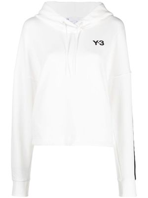 Y-3 side-stripe drawstring hoodie - Blue