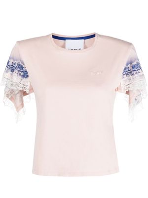 Koché lace-sleeve T-shirt - Pink
