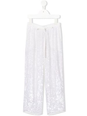 P.A.R.O.S.H. sequin-embelished loose-fit trousers - White