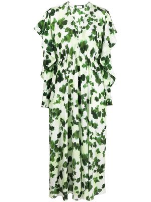 DEL CORE abstract-print silk maxi dress - Green