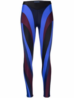 Mugler panelled colour-block leggings - Blue