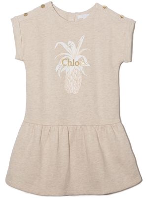 Chloé Kids pineapple logo-print dress - Neutrals