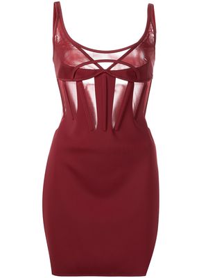 Mugler corset-style sleeveless minidress - Red